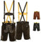 German Wear Kurze Trachtenlederhose Lederhosen mit Hosenträger (DE/NL/SE/PL, Numerisch, 56, Regular, Kurz, Dunkelbraun)