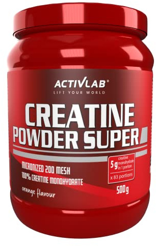 Activlab Kreatin Monohydrat 5000 mg Pulver - Hochwertiges Supplement für Bodybuilding Fitness Cross-Fit und Powerlifting - 83 Portionen - Creatine Super Powder 500 g Orange