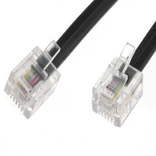 World of Data 1m ADSL Cable (Made for superfast broadband) - Gold Plated Contact Pins - High Speed Internet Broadband - Router or Modem to RJ11 Phone Socket or Microfilter - BLACK