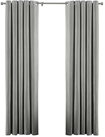 Riva Paoletti Atlantic Ringtop Eyelet Curtains (Pair) - Grey - Woven Twill Fabric - Ready Made - 100% Polyester - 168cm width x 229cm drop (66 x 90 inches) - Designed in the UK, ATLANTI/RT2/GRY