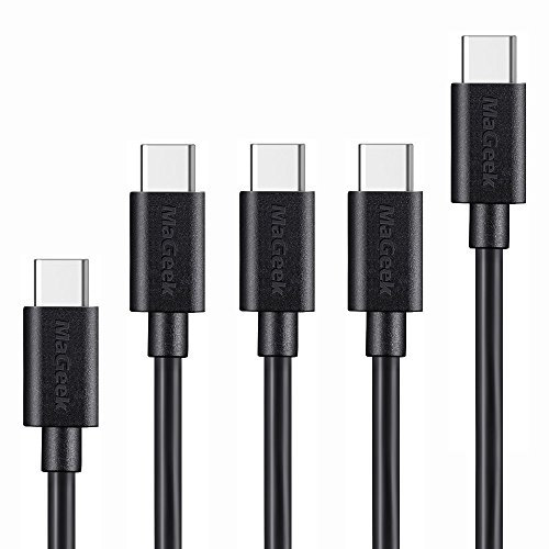 MaGeek® [Paquete de 5 (0,3m x 1, 1,0m x 3, 1,8m x 1) Cables USB Tipo C (USB-C) a USB 2.0 para Samsung Galaxy S8, S8 Plus, Nexus 6P, LG G6, nuevo MacBook, Google Pixel XL, OnePlus2 y más (Negro)