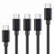 MaGeek® [Paquete de 5 (0,3m x 1, 1,0m x 3, 1,8m x 1) Cables USB Tipo C (USB-C) a USB 2.0 para Samsung Galaxy S8, S8 Plus, Nexus 6P, LG G6, nuevo MacBook, Google Pixel XL, OnePlus2 y más (Negro)