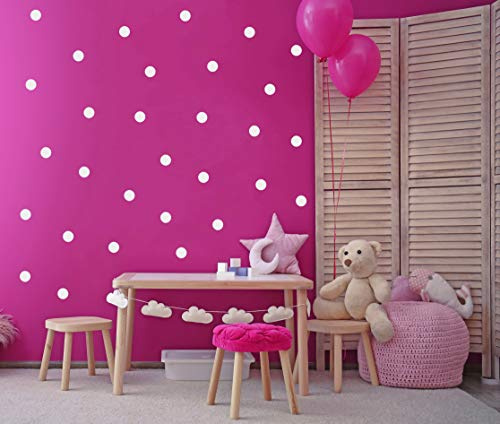 PUNKTE SET 70er Wandtattoo Polka Dots Tupfen Baby Wandsticker Vinyl DIY Wandaufkleber (Weiss)