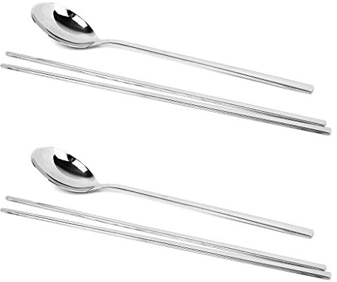 Wilk Coréen 2 Ensembles en Acier Inoxydable Baguettes et Cuillère Vaisselle