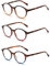 JM 3 Pack Vintage Runden Lesebrille Federscharnier Gläser für Leser Damen Herren +2.0 Mischfarbe