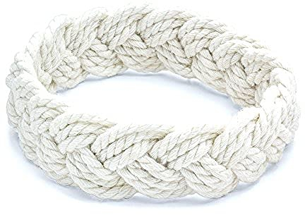 World End Imports Weißes Baumwollarmband mit Seemannsknoten, S, Baumwolle, Ohne Edelstein