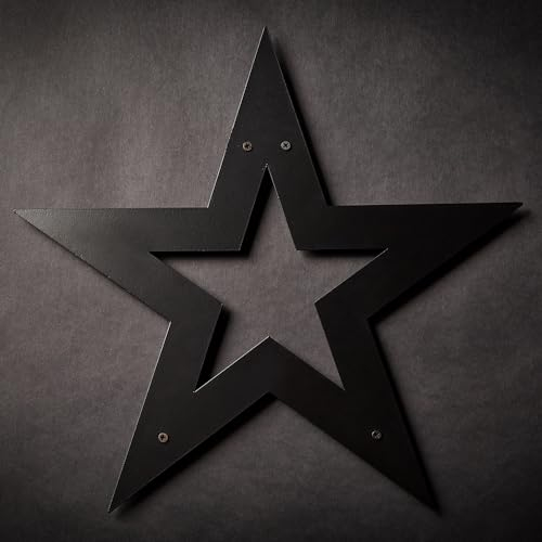 Hansmeier® Wanddeko Motiv Stern - Schwarz - 37 x 39 cm - Wasserfest, schlicht, modern - Für Außen und Innen - Metall-Dekoration im Industrial Style