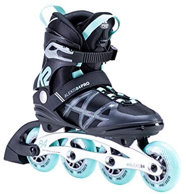 K2 Inline Skates Alexis 84 PRO Für Damen Mit K2 Softboot, Black - Light Blue, 30E0114, EU: 34 (UK: 1.5 / US: 4)