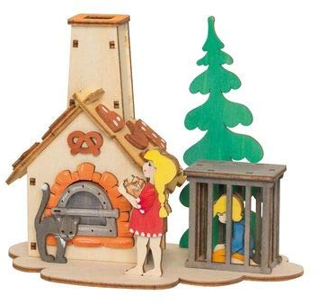 Drechslerei Kuhnert - Hobaku Bastelset für EIN Rauchhaus zum Thema Hänsel & Gretel - für Räucherkerzen Größe M - Maße: ca. 18x10x14 cm - Made in Germany