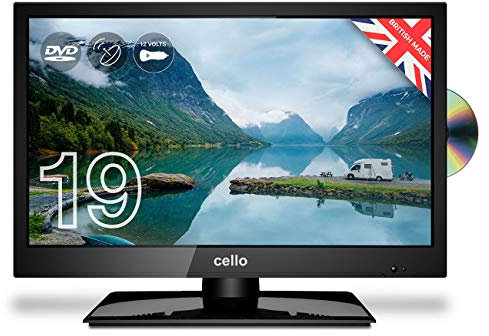 Cello ZRTMF0291 12 Volt 19 inch Full HD LED Tarveller TV, Made in UK, Freeview TV HD, Satellite Receiver, HDMI, USB 2.0, Record Live, Small TV for Campervans & Motorhomes