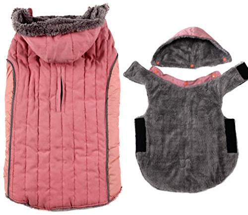 JoyDaog Fleece-Hunde-Kapuzenpullover für große Hunde, superwarme Hundejacke für kalte Winter-Hundemäntel, Pink, XL
