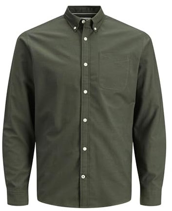 JACK & JONES Men's JJEOXFORD Shirt L/S S21 NOOS, Forest Night / Slim Fit, L