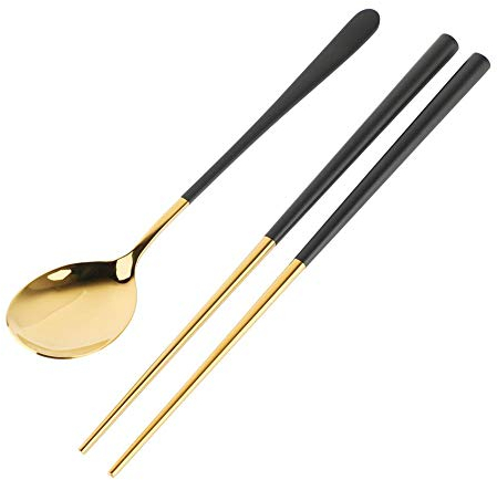 Cucharas con palillos coreanos de acero inoxidable Reutilizables para palillos reutilizables vajilla restaurante de cocina casera