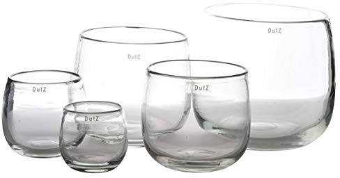 Dutz Collection| Pot Deko Glas Vase | H 26 cm D 30 cm | klar |Windlicht, Übertopf | mundgeblasen,| handgeformt