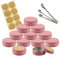 TIANZD 10 Stück Leere 50 ml Rund Rosa Aluminium Schraubdose Cremedose Alu-Tiegel Dosen mit Schraub-Deckel 50ml Aludose Blechdosen für Kosmetik Kerze Salben mit 3x Löffel 12x Etikette