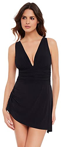 MagicSuit Damen-Bademode, einfarbig, Celine, weiche Körbchen, einteiliger Badeanzug mit verstellbaren Trägern, Schwarz, 18 Plus