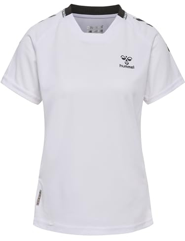 hummel Damen Hmlongrid Poly Jersey S/S Wo T Shirt, White/Forged Iron, XL EU