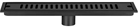 Caniveau De Douche Linéaire, Siphon De Sol De Douche Avec Grille De Couverture Amovible Et Passoire À Cheveux, Siphon De Sol De Douche En Acier Inoxydable 304, Noir Mat,100cm