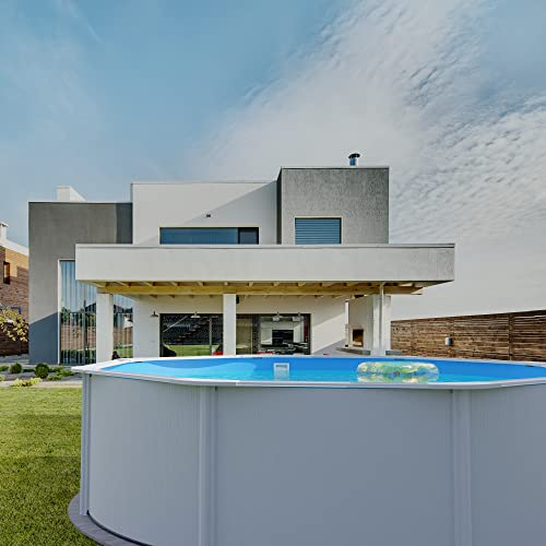 Stahlwandpool Set (5-teilig) hoch rund Classic 450 x 120 cm, Stahl 0,4 mm weiß Folie 0,3 mm blau