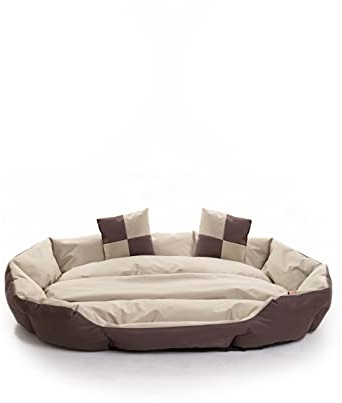 ESTEXO Hundebett Hundekissen Hundekorb Haustierbett Katze Matte Hundesofa Anti-Rutsch Dunkelbraun/Beige 85x70x20 cm