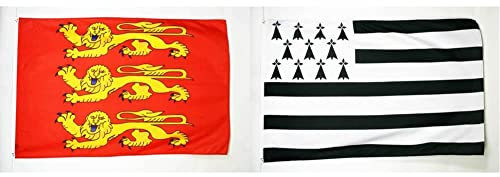 AZ FLAG Drapeau Haute-Normandie 150x90cm - Drapeau Haut-Normand - France 90 x 150 cm - Drapeaux & Drapeau Bretagne 150x90cm - Drapeau Breton - France 90 x 150 cm Polyester léger