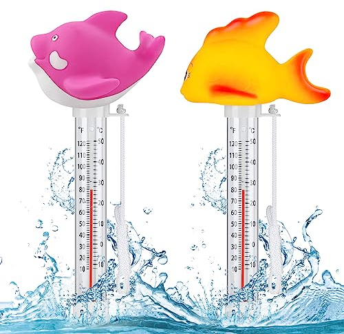 Thermomètre de Piscine, Cartoon Mignon Flottant Pool Thermomètre, Thermomètre Facile à Lire Thermomètre de L'eau pour Piscines Extérieure et Intérieure, Spa, Bain à Remous, Aquarium (B)