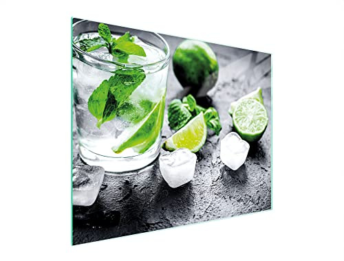 DarHaus Herdabdeckplatte 52x40 cm 1-teilig Ceranfeldabdeckung Induktion Herdschutz Spritzschutz Glasplatte Deko Schneidebrett aus Gehärtetem Glas, Limette Eis