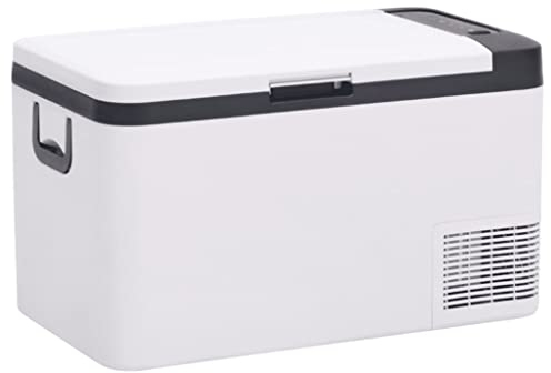 vidaXL Portable Cooler with Handle and Adapter 18 L| Black and White| Electric Coolbox| Icebox| Compressor Fridge| Camping Outdoors Travel| Car Cooler| Polypropylene| Polyethylene