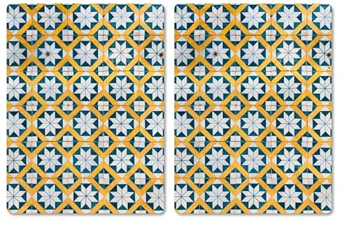 Pagnanno Hob Covers Chopping Board Pack of 2 - Versatile Kitchen Board Glass Worktop Savers - Heat Resistant Sink Boards, Worktop Protectors - Marble Effect Grey (Design 15, 50x40CM)