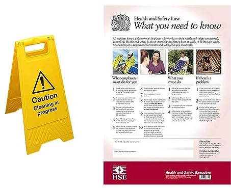 Caution Cleaning In Progress - Yellow Double Sided Floor Sign & HSE Health And Safety Law Poster A3 FWC30/A3: what you need to know