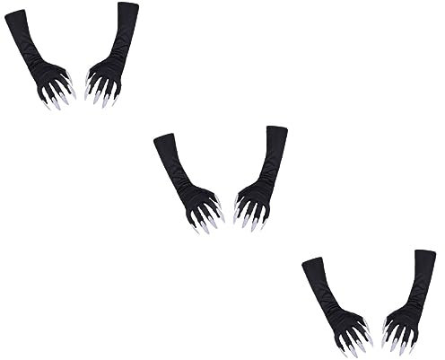 3 Paare Krallen Cosplay Vollfingerhandschuhe Werwolf Nägel Handschuhe Mit Nägeln Kostü -requisiten Artikulierte Finger Cosplay-kontakte Ärmel Nagel Wärmer Fräulein