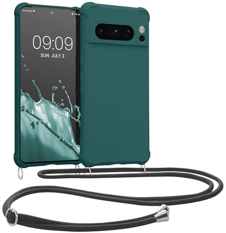kwmobile Necklace Case kompatibel mit Google Pixel 8 Pro Hülle - Cover mit Kordel zum Umhängen - Silikon Schutzhülle Petrol