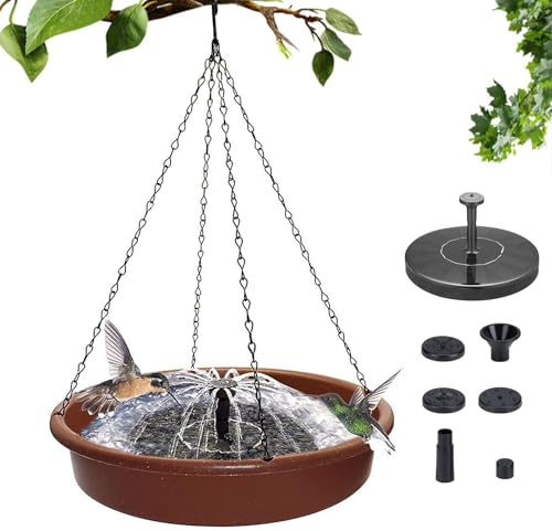 Vogeltränke hängend - Solar Brunnen, Vogelfutterhaus zum aufhängen,Vogelfutterstation mit Haken Zum Aufhängen Vogelfutterspender vogeltränkefür Outdoor Garten Hof Terrasse