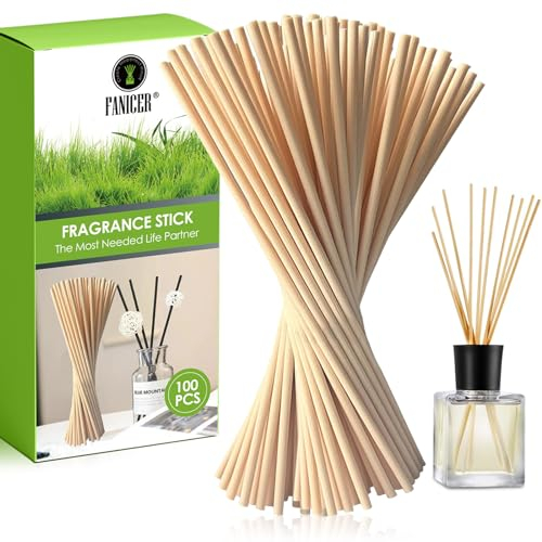 Qullmartle 100 Stück Raumduft Stäbchen,Aroma Diffuser Stäbchen,Holzstäbchen Für Raumduft,Stäbchen Raumduft für Büro Zuhause,für Deko, Raumduft,Badezimmer,Wohnzimmer (Natur)…