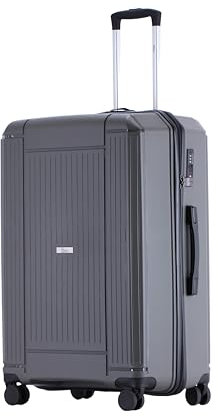 PCG THE HARD CASE(Grau L -Premium Hartschalenkoffer-mit TSA Schloss-4 Rollen-Leichter Reisekoffer- robust & stabil -Trolley mit Teleskoparm