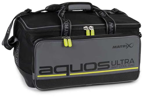 FOX Matrix Aquos Ultra Bait Cool Bag GLU176 | Match Fishing Bait Chiller | Fits 6x 3.3 pint Bait Tubs in Foil Lined Main Compartment | Large Pocket | Oversized Zips | Padded Straps and Handles