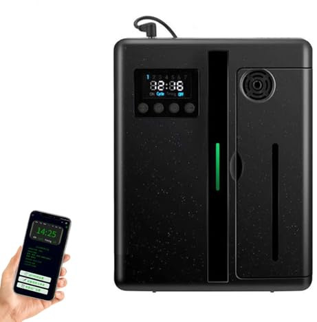 Automatic Aromatherapy Diffuser, Wall Mounted Essential Oil Diffuser Air Freshener Digital Display for Room Toilet Bathroom (black)