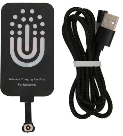 Récepteur de Chargee sans Fil, Chargeur Téléphone USB C et Adaptateur, Patch Arrière Magnétique Fin Compatible avec Plupart des Smartphones Android Type Double Usage Fil Aspiration