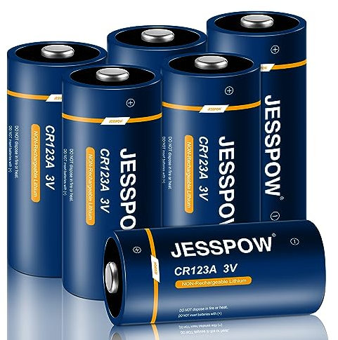 CR123A 3V Lithium Batteries, Non-Rechargeable CR123/ 123A/ CR17345 3V Battery for Smoke Detectors, Flashlights, Cameras,and Other Small Electronic Devices (6 Pack)