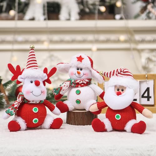 3 Stück Schneemann Hirsch Weihnachtsmann Anhänger Christbaumschmuck Weihnachtsdeko Schneemänner Deko Weihnachtsengel Figuren Weihnachtlicher Baumschmuck Schneemann Figur Weihnachtsfiguren (02)