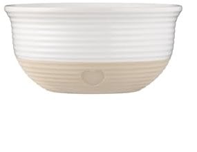 Mason Cash Rustic Charm Mixing Bowl 26cm 3.5L Stoneware with Debossed Heart Motif Ideal for Baking Dough Cakes Salads & Pasta