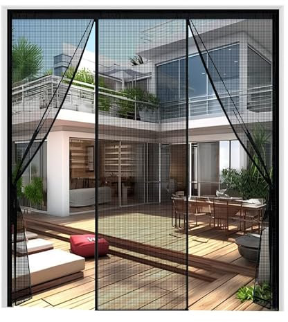Magnete per porta zanzariera 260x260cm Nero Tenda magnetica repellente per zanzare Adesivo in Nastro magico Montaggio porta patio Magazzino
