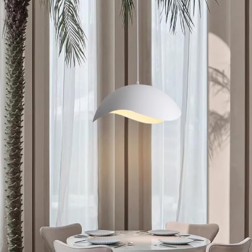 BBWO Pendelleuchte Wabi-Sabi Stil Hängeleuchte Höhenverstellbar Esstischlampe Metall Weißer Küchenlampe modernes led Mit Fernbedienung Dimmbar Pendellampe Esszimmer Küche Wohnzimmer Beleuchtung(50cm)