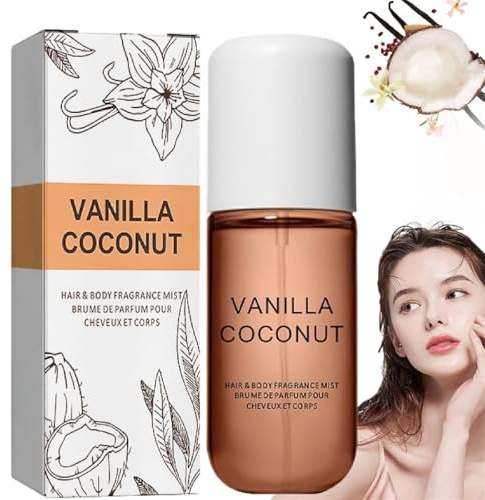 Vanilla Coconut Perfume - Coconut Vanilla Perfume,Vanilla Coconut Hair and Body Perfume Spray,Vanilla Skin Perfume,Body & Hair Fragrance Mist,Vanilla Skin Full Size Body Mist (Vanilla)