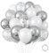 Luftballons Silber Weiß,10 Stk 12 Zoll Metallic Silber Helium Ballon Silberhochzeit Deko,Konfetti Ballons Silber,Luftballons Geburtstag für Babyparty,Neujahr,Graduierung,Jubiläum Deko Silberhochzeit