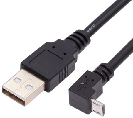 chenyang USB auf Micro USB Kabel, USB 2.0 Stecker auf Micro USB 5 poliger Stecker Lade und Datenübertragung 90 Grad nach unten abgewinkeltes Verlängerungskabel, 1,64 Fuß/0,5 m