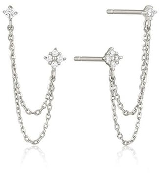 SIXDUTON Ohrringe 925 Silber für Damen 14K Vergoldet Hypoallergen Zirkonia Hängend Quaste Kette Lange Baumeln Piercing Ohrstecker Valentinstags Schmuck Geschenke
