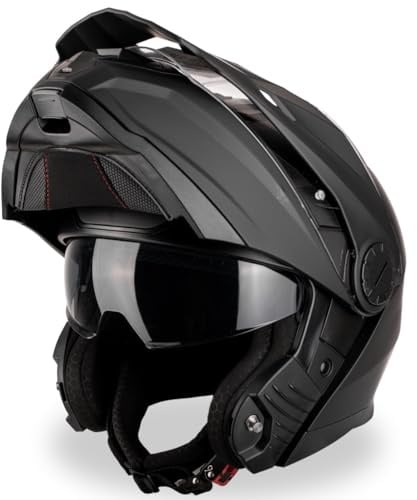 VINZ Prado Enduro Helm mit Sonnenblende | Klapphelm mit ECE 22.06 | Motorrad Helm Integralhelm Crosshelm | Motorradhelm Klappbar | In Gr. XS-XXL - Matt Schwarz