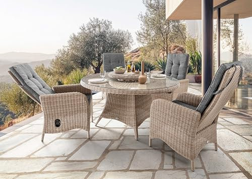 Destiny Sitzgruppe Palma Luna Sitzgruppe 4 HL+ Tisch Ø 150x75cm Natur meliert