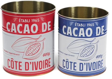 Rex London Cacao Storage Tins Set of 2 - Retro Kitchen Accessories, Medium | storage tin, snack tin, can storage, vintage kitchen accessories, retro kitchen accessories, snack canister, retro can